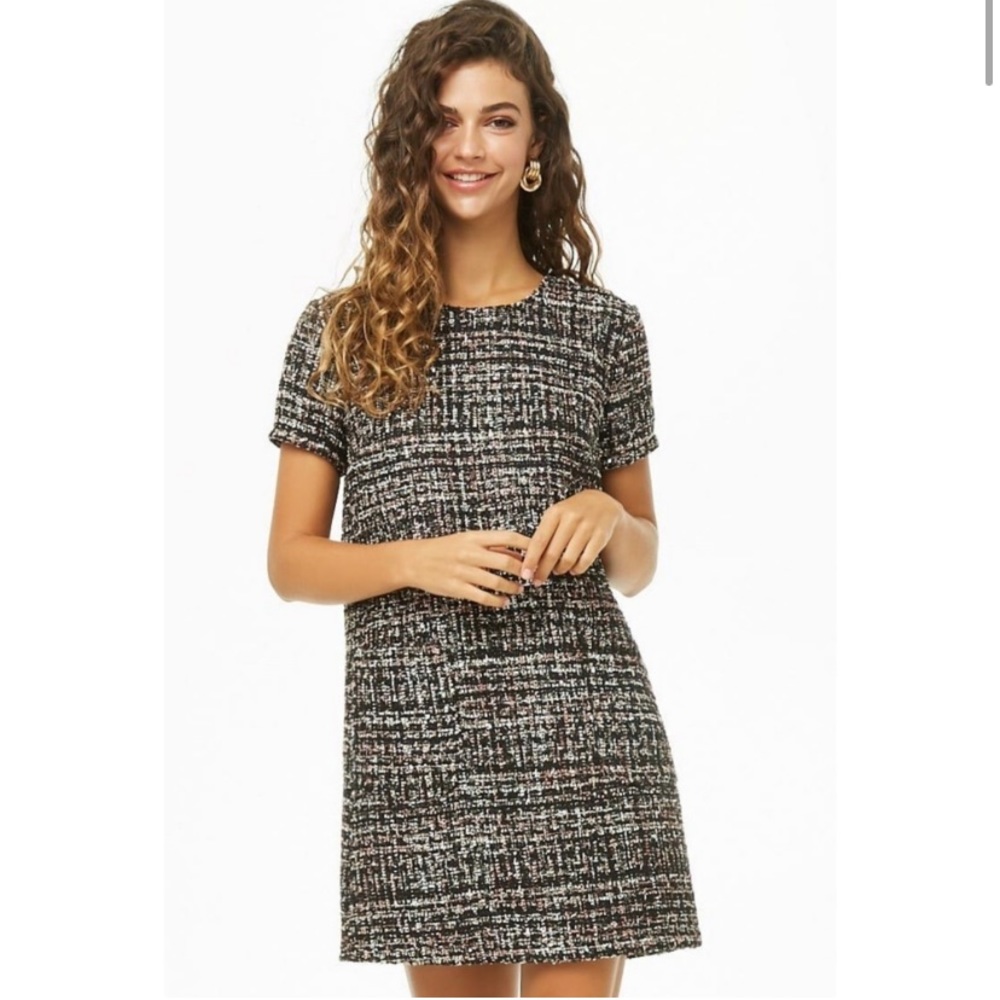 Forever 21 small tweed black and pink dress